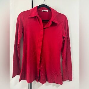 Zara Vibrant Red Button-Down Shirt